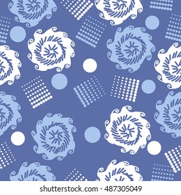 Seamless   pattern of  stylized floral motif, halftone.