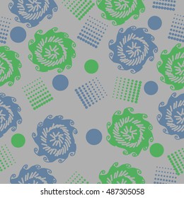 Seamless   pattern of  stylized floral motif, halftone.
