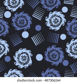 Seamless   pattern of  stylized floral motif, halftone.