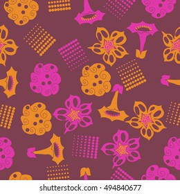 Seamless     pattern of  stylized floral motif,halftone.
