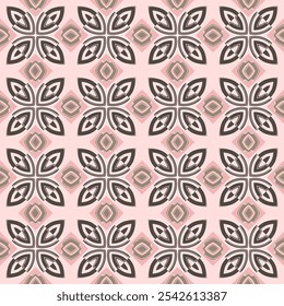 Seamless pattern with stylized floral ornament. Pink palette. Version 2. Vector illustration