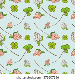 Seamless pattern with stylized flower clover
