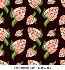 Seamless pattern with stylized flower clover