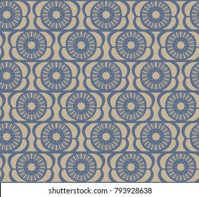 a seamless pattern with stylized flower shapes in blue