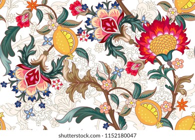 Seamless pattern with stylized flowers