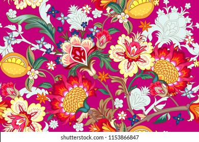 Seamless pattern with stylized flowers