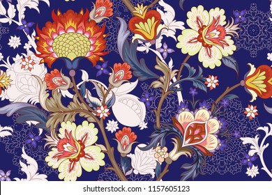 Seamless pattern with stylized flowers