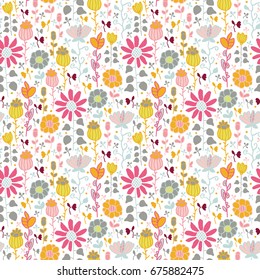 Seamless pattern with stylized flowers
