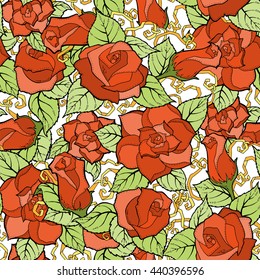 Seamless pattern with stylized flowers. Seamless pattern with abstract rose flowers. Floral pattern can be used for wallpaper, pattern fills, web page background.