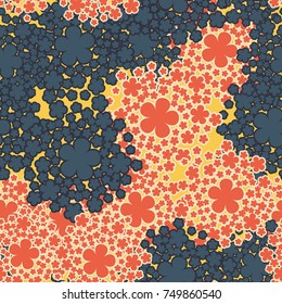 Seamless pattern. Stylized flowers. Cheerful camouflage. Texture for 3D.