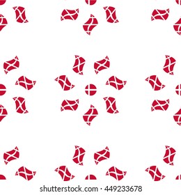 Seamless pattern of stylized flowers in the colors of the Danish flag. Constitution or National Day flat seamless pattern. Happy Constitution day of Denmark background.