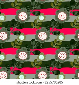Patrón sin foco con flores estilizadas. Fondo floral. Diseño para tela, impresión textil, papel de envoltura, cubierta, afiche. Ilustración del vector