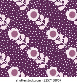 Seamless pattern with stylized flowers. Floral background. Design for fabric, textile print, wrapping paper, cover, poster. Vector illustration