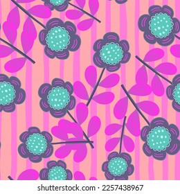 Patrón sin foco con flores estilizadas. Fondo floral. Diseño para tela, impresión textil, papel de envoltura, cubierta, afiche. Ilustración del vector