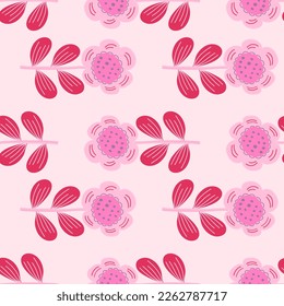 Seamless pattern with stylized flowers. Floral background. Design for fabric, textile print, wrapping paper, cover, poster. Vector illustration