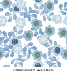 Patrón sin foco con flores estilizadas. Fondo floral. Diseño para tela, impresión textil, papel de envoltura, cubierta, afiche. Ilustración del vector