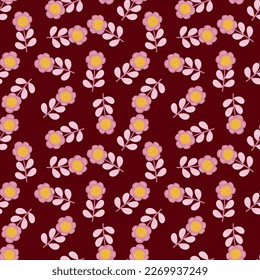 Seamless pattern with stylized flowers. Floral background. Design for fabric, textile print, wrapping paper, cover, poster. Vector illustration