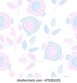 Seamless pattern with  stylized flowers . Hand drawn.