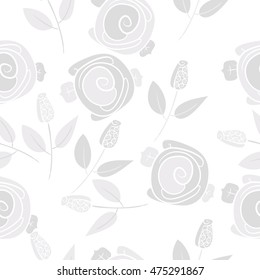 Seamless pattern with  stylized flowers . Hand drawn.