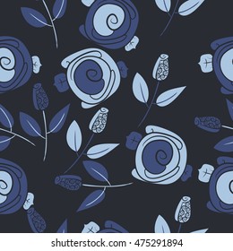 Seamless pattern with  stylized flowers . Hand drawn.