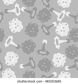 Seamless pattern of  stylized  flowers. Hand drawn.