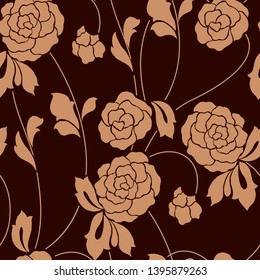 seamless pattern with a pattern of stylized flowers in monochrome colors