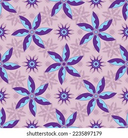 Seamless pattern with stylized flowers on a pink background. Vector 