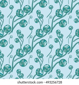 seamless pattern stylized flowers on a blue background