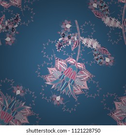 Seamless pattern with stylized flowers. Ornate zentangle seamless texture, ornamental with abstract flowers. Floral pattern can be used for wallpaper, pattern fills, web page background.
