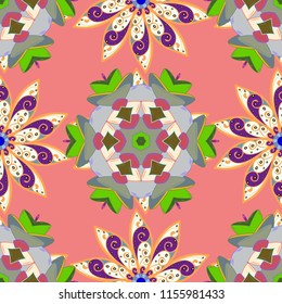 Seamless pattern with stylized flowers. Ornate zentangle seamless texture, ornamental with abstract flowers. Floral pattern can be used for wallpaper, pattern fills, web page background.