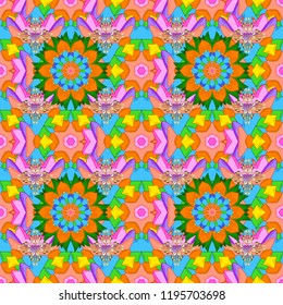 Seamless pattern with stylized flowers. Ornate zentangle seamless texture, ornamental with abstract flowers. Floral pattern can be used for wallpaper, pattern fills, web page background.