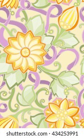 Seamless pattern with stylized flowers. Ornate zentangle seamless texture, pattern with abstract flowers. Floral pattern can be used for wallpaper, pattern fills, web page background.