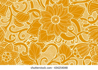 Seamless pattern with stylized flowers. Ornate zentangle seamless texture, pattern with abstract flowers. Floral pattern can be used for wallpaper, pattern fills, web page background.
