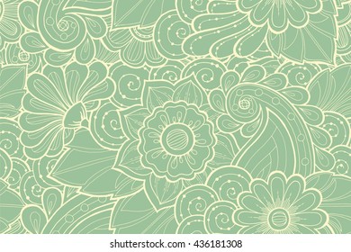 Seamless pattern with stylized flowers. Ornate zentangle seamless texture, pattern with abstract flowers. Floral pattern can be used for wallpaper, pattern fills, web page background.