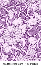 Seamless pattern with stylized flowers. Ornate zentangle seamless texture, pattern with abstract flowers. Floral pattern can be used for wallpaper, pattern fills, web page background.