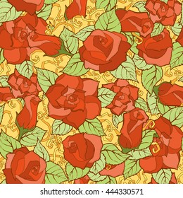 Seamless pattern with stylized flowers. Ornate zentangle seamless texture, pattern with abstract flowers. Floral pattern can be used for wallpaper, pattern fills, web page background.