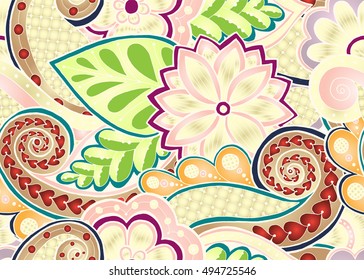 Seamless pattern with stylized flowers. Ornate zentangle seamless texture, pattern with abstract flowers. Floral pattern can be used for wallpaper, pattern fills, web page background.