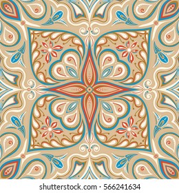 Seamless pattern with stylized flowers. Ornate zentangle seamless texture with abstract flowers. Floral pattern can be used for wallpaper, pattern fills, web page background, textile.