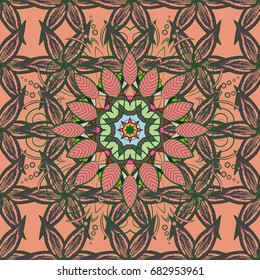 Seamless pattern with stylized flowers. Ornate zentangle seamless texture, pattern with abstract flowers.