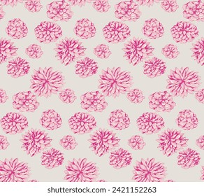Flores estilizadas sin foco, peonías, dahlias. Resumen, artístico, suave floral sobre un fondo claro. Dibujado a mano por el vector. Diseño de moda, tela, textiles, impresión