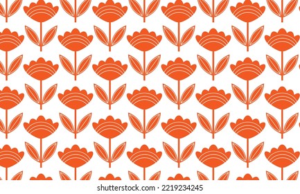 Seamless pattern with stylized flowers in retro scandinavian style