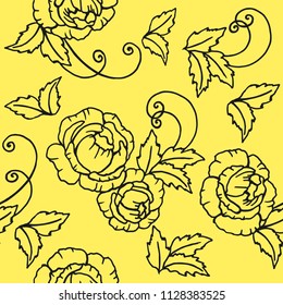 seamless pattern with stylized flowers rose