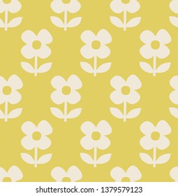 seamless pattern with stylized flowers in scandinavian style