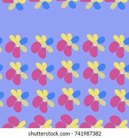 Seamless pattern  of stylized flowers, stripes, crosses. Hand drawn.