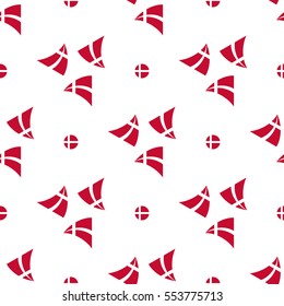 Seamless pattern of stylized flying flags of Denmark. Constitution or National Day flat pattern. Colors of Danish flag. Happy Constitution day of Denmark. Repeated vector background.