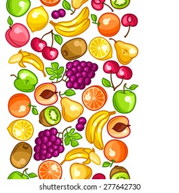 Seamless pattern with stylized fresh ripe fruits.