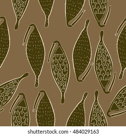 Seamless pattern with  stylized    fruits. Hand drawn.
