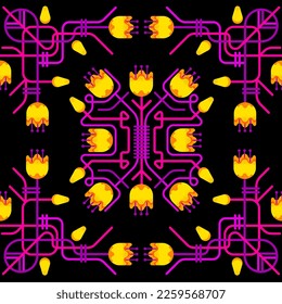 seamless pattern stylized geometric tulips
