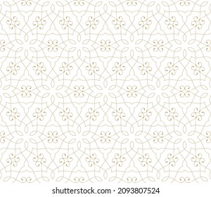 Patrón sin brillo con hojas doradas estilizadas y rollos formando fondo floral abstracto. Diseño arábigo para papel pintado, textiles y tejidos. Rejas decorativas de estilo árabe.
