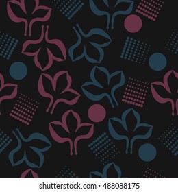 Seamless pattern of stylized gothic lily, halftone.